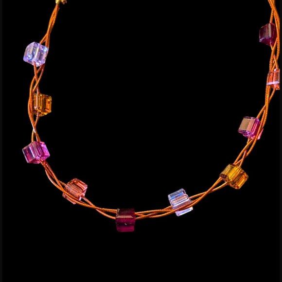 Etalon Jenavi Gold Tone Wire Wrap Square Crystal Size 7.25" Bracelet - Picture 4 of 9